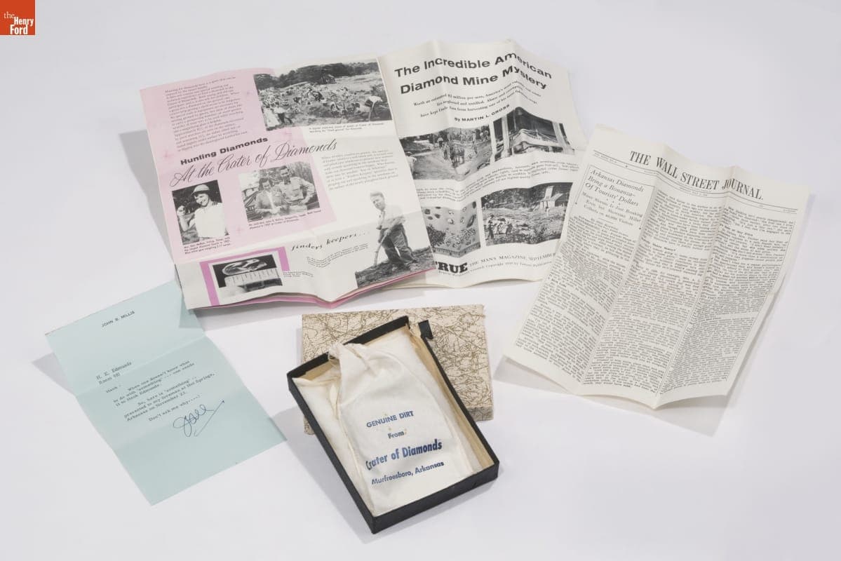 Souvenir Bag of Dirt, "Genuine Dirt from Crater of Diamonds," Murfreesboro, Arkansas, Obtained circa 1955