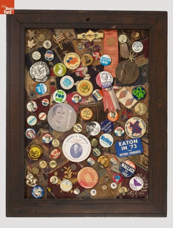 Political Button Collage, 1970-1989