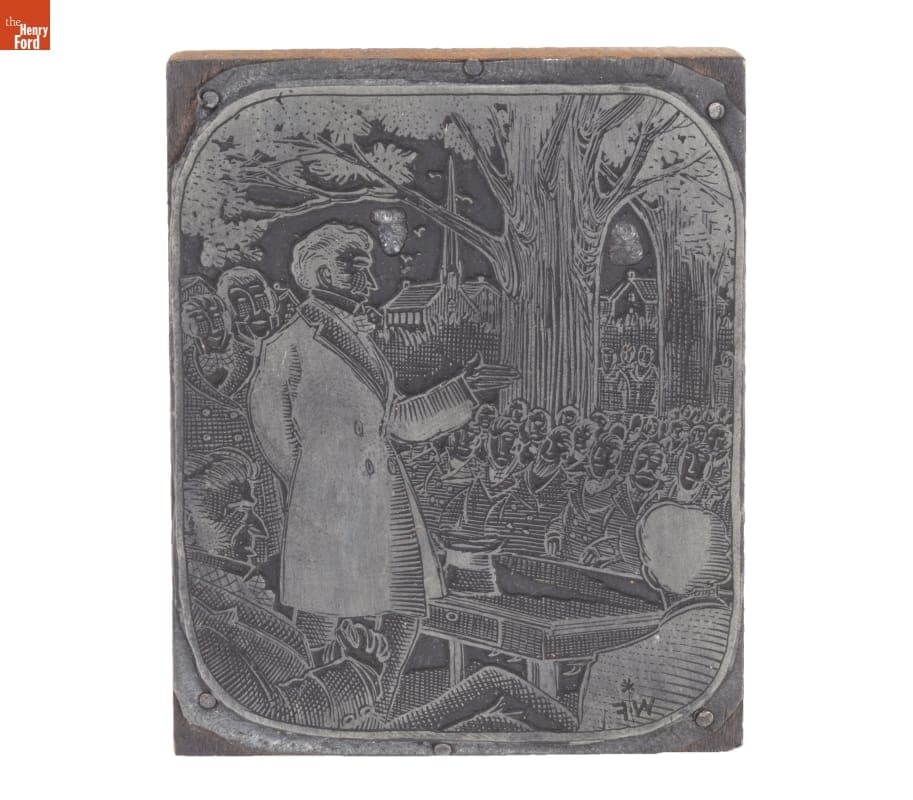 Printing Block, Public Address in a Town Square, 1860-1940