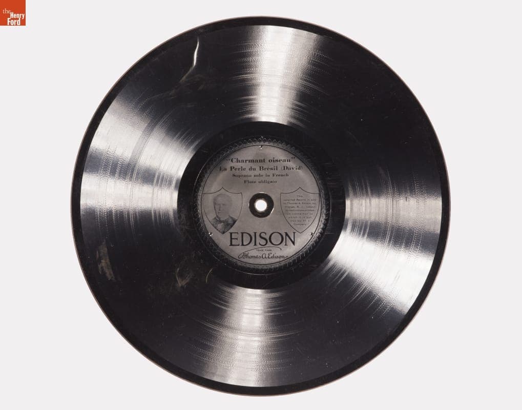 Edison Diamond Disc Record, "Charmant Oiseau (from La Perle de Brasil)" and a Message for Thomas Edison, 1915