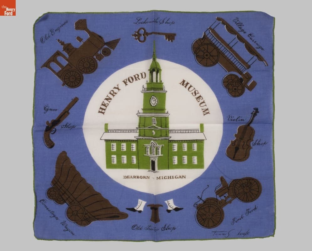 Henry Ford Museum Souvenir Handkerchief, 1952-1956