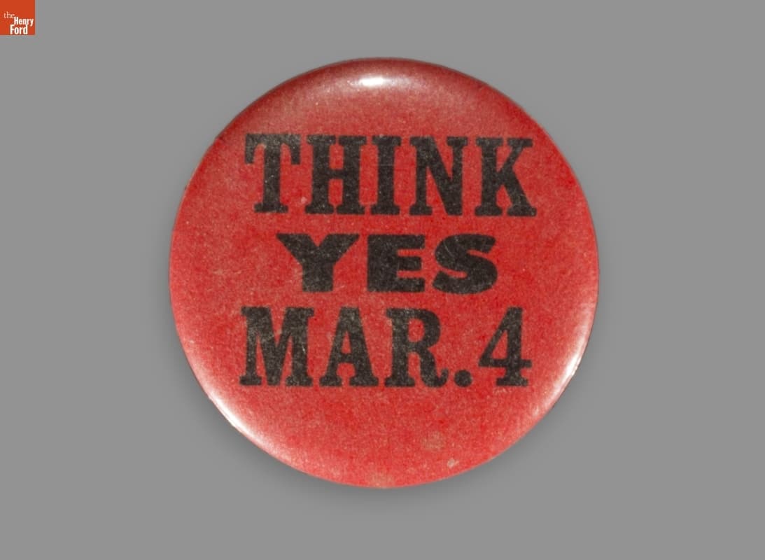 Button, "Think Yes Mar. 4," 1960-1979