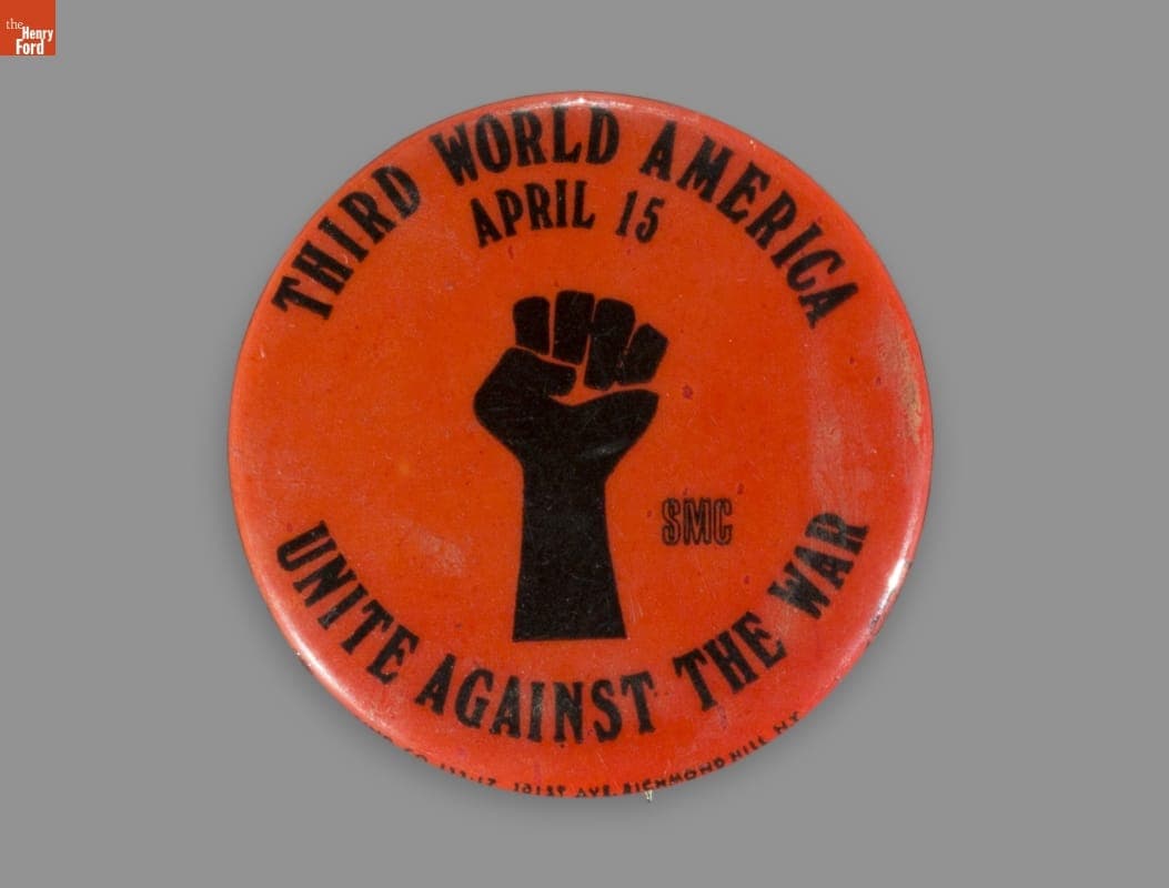 Button, "Third World America Unite Against the War April 15 SMC," 1967