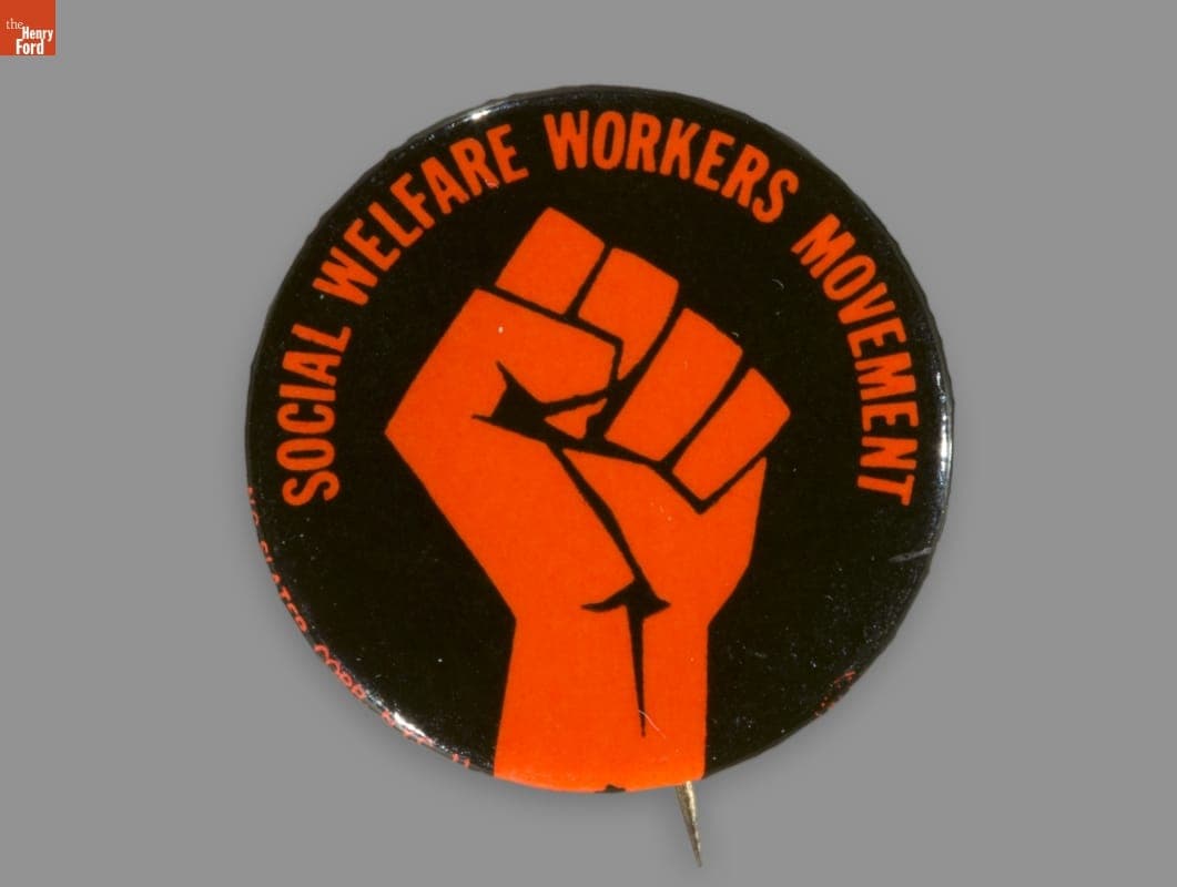 Button, "Social Welfare Workers Movement," circa 1969