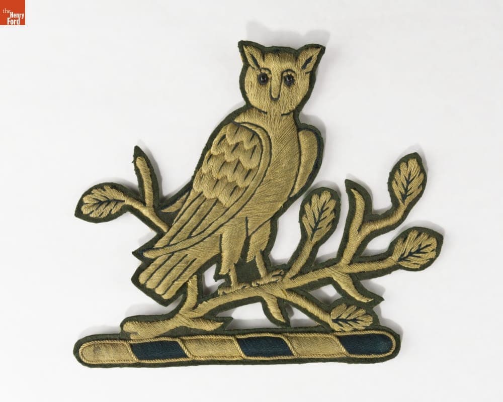 Owl Applique, Part of the Hewitt Coat of Arms, 1850-1900