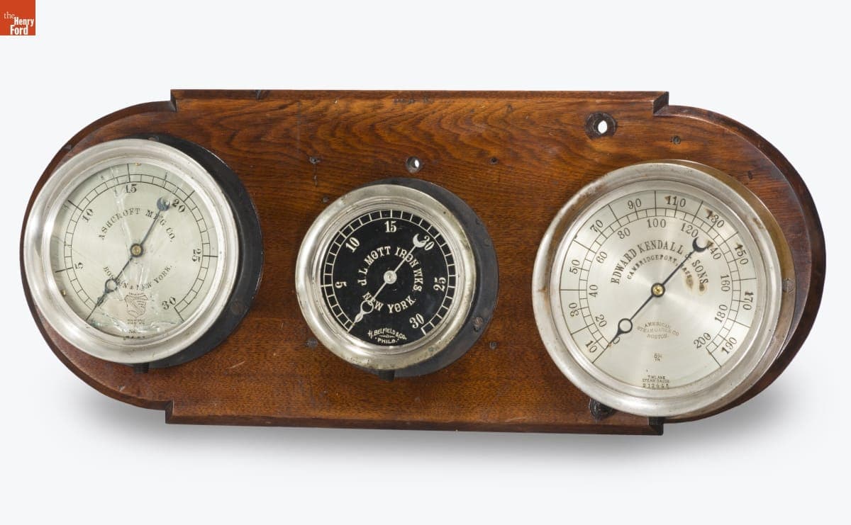 Steam Pressure Gauge Display Board, circa 1880