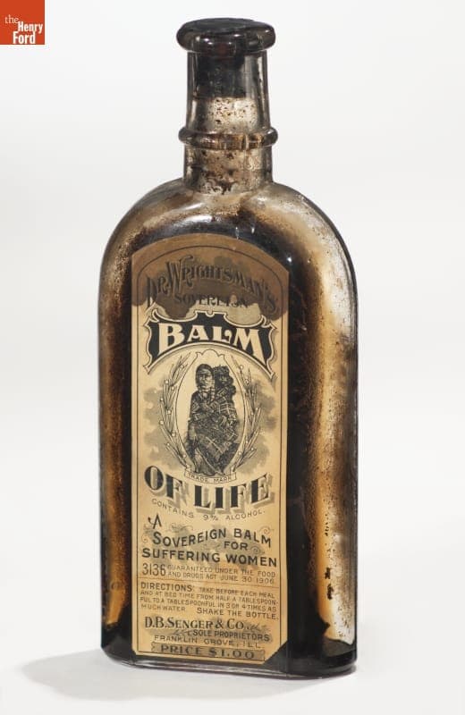 D.B. Senger Patent Medicine Bottle, "Dr. Wrightsman's Sovereign Balm of Life," 1907-1920