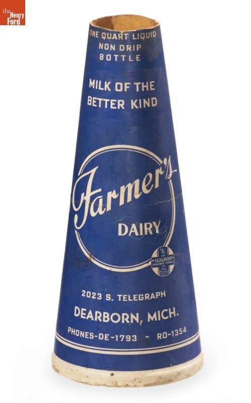 Farmer's Dairy Paper Milk Bottle, 1935-1950