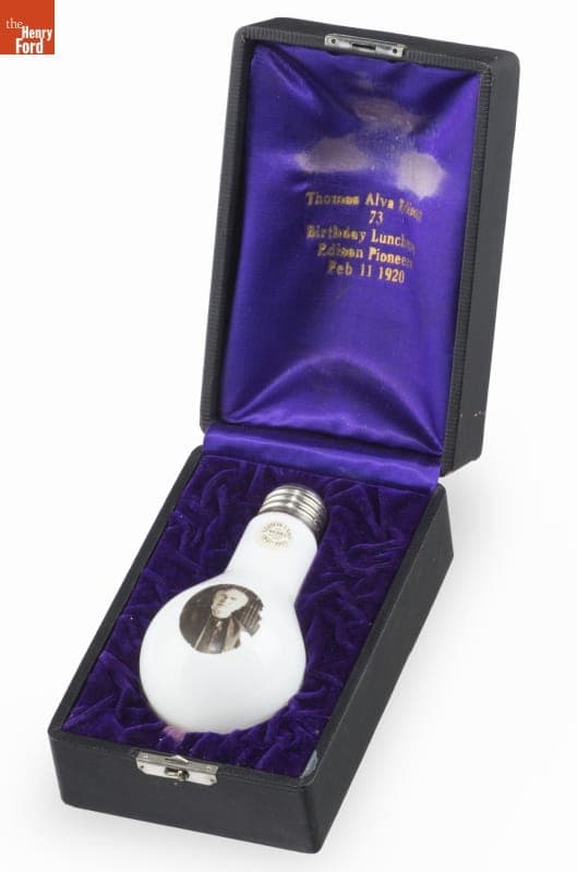 Thomas Edison 73rd Birthday Luncheon Souvenir Lamp, 1920
