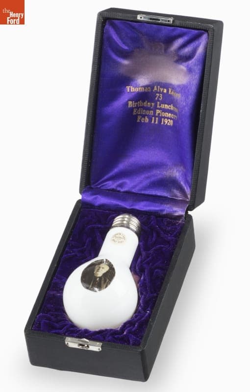 Thomas Edison 73rd Birthday Luncheon Souvenir Lamp, 1920