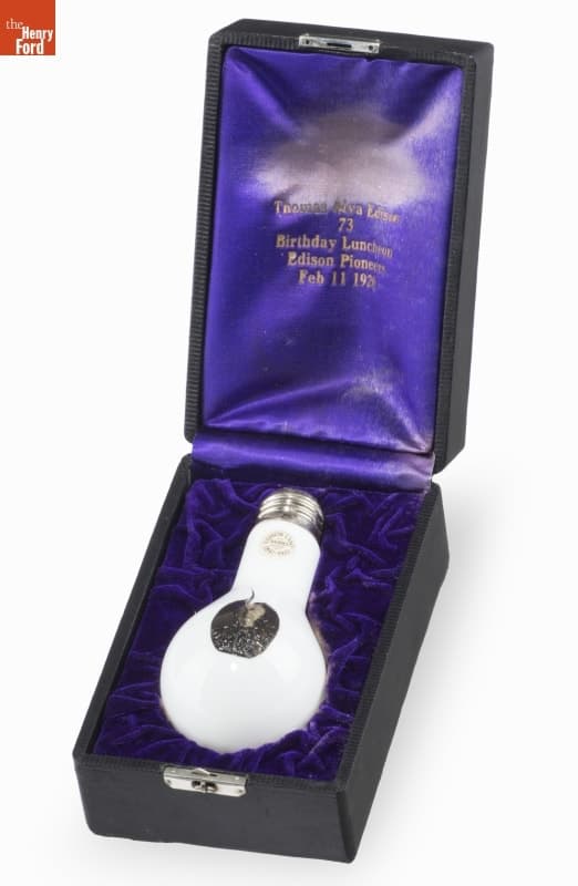 Thomas Edison 73rd Birthday Luncheon Souvenir Lamp, 1920