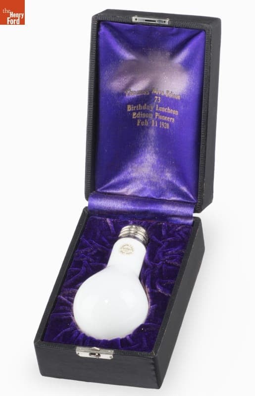 Thomas Edison 73rd Birthday Luncheon Souvenir Lamp, 1920