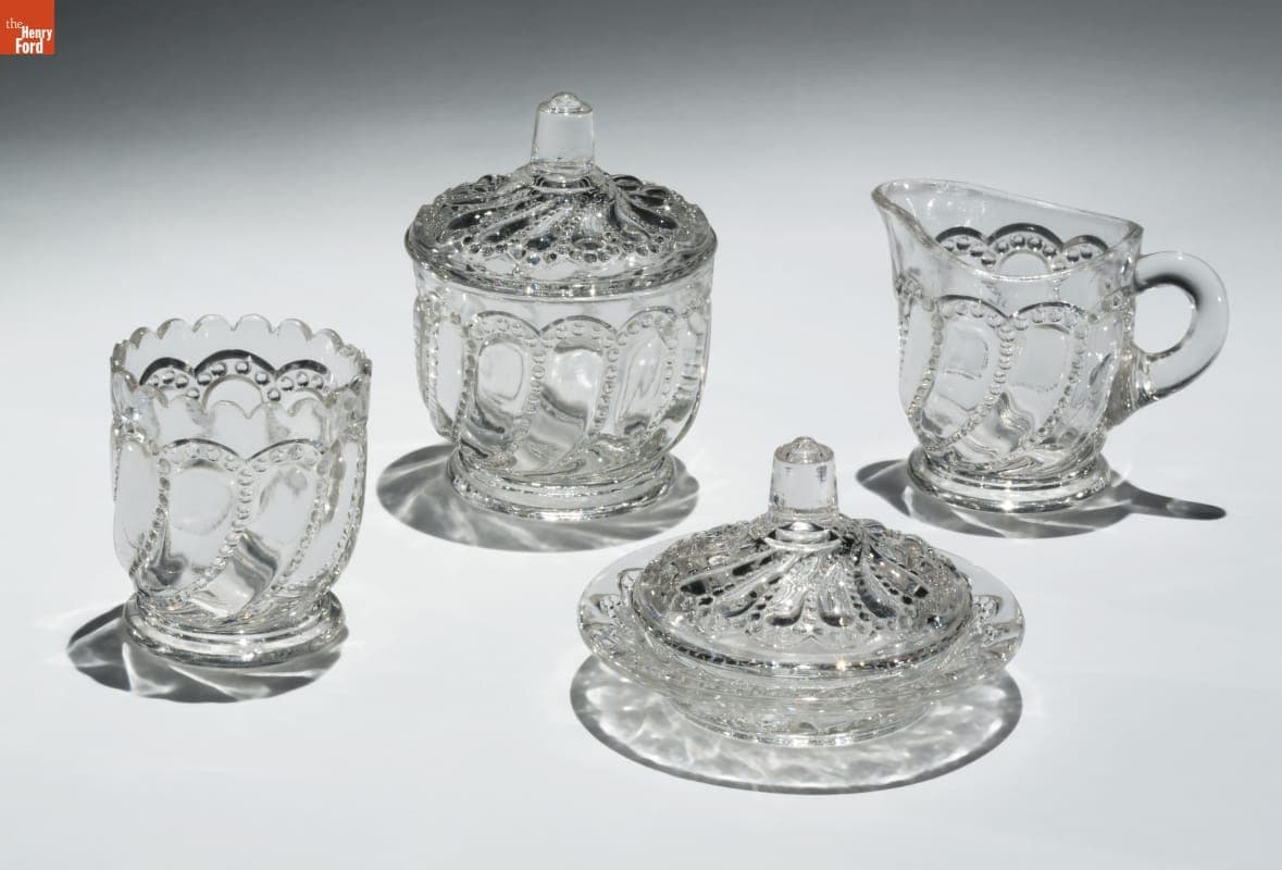 Westmoreland Glass Company "Beaded Swirl" Toy Tableware Set, 1890-1920