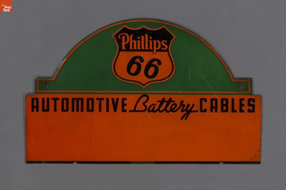 Phillips 66 Automotive Battery Cables Sign, 1930-1950
