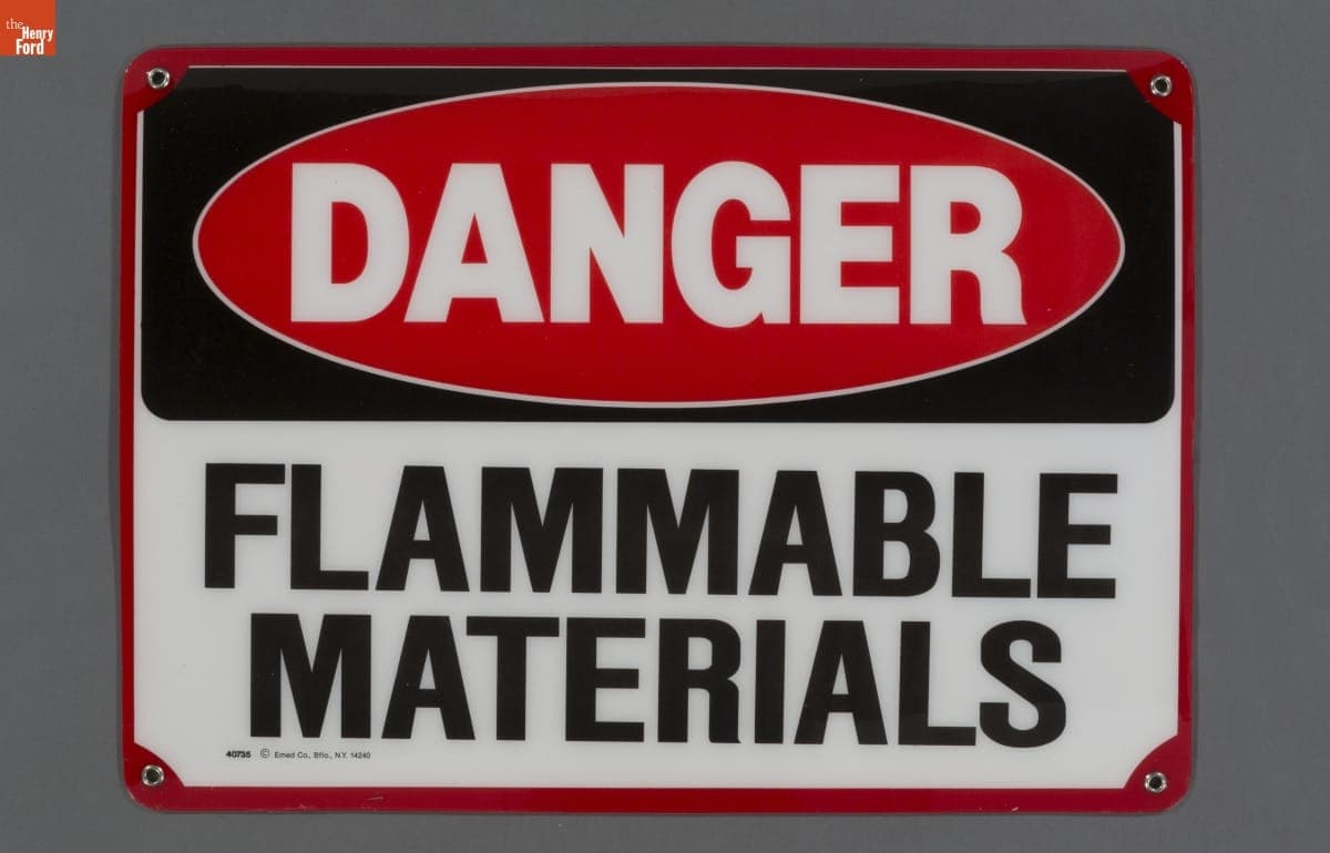 Danger Flammable Materials Sign, 1992