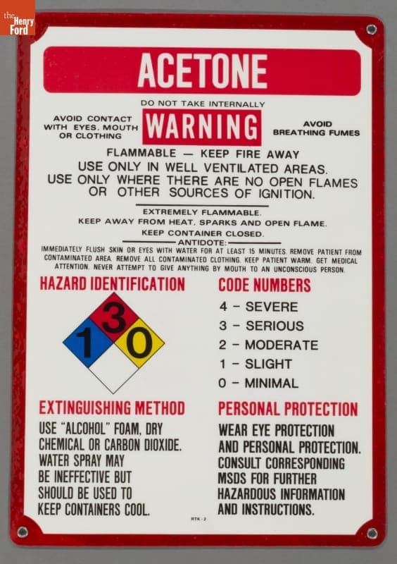 Acetone Warning Sign, 1992