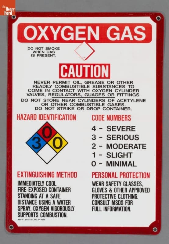 Oxygen Gas Caution Sign, 1992