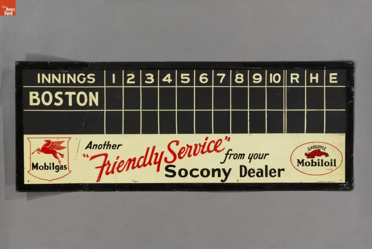 Socony Dealer Scoreboard Sign, 1932-1955