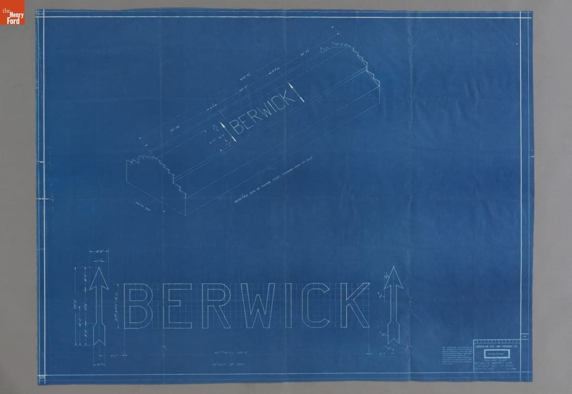 Drawing of Airmarker for the American Car and Foundry Company, Berwick, Pennsylvania, September 1929