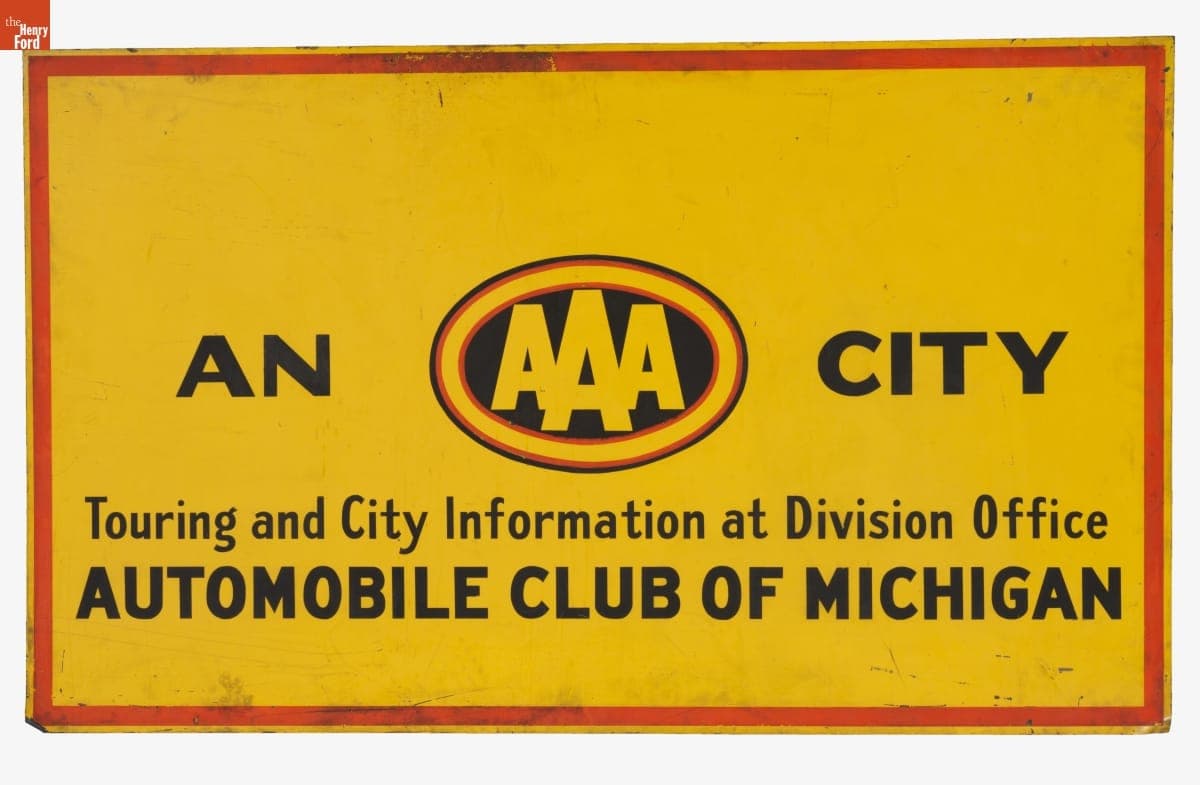 AAA Automobile Club of Michigan Sign, 1930-1955