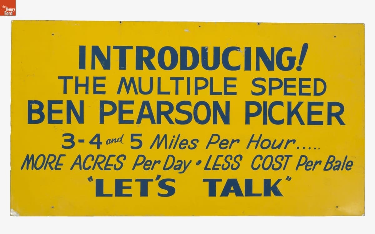 Ben Pearson Cotton Picker Sign, 1975