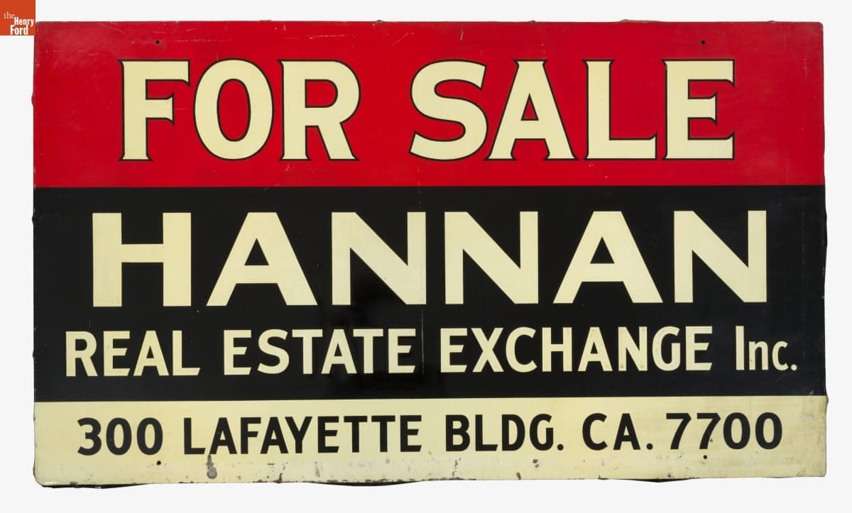 Hannan Real Estate Exchange For Sale Sign, 1926-1950