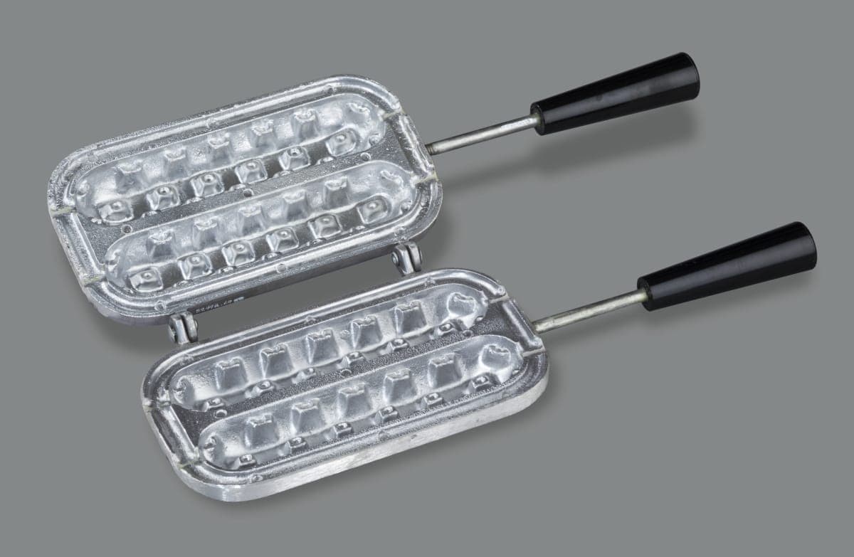 H & K Industries Inc. Waffle Dog Iron used by the Harvey S. Firestone Family, circa 1965