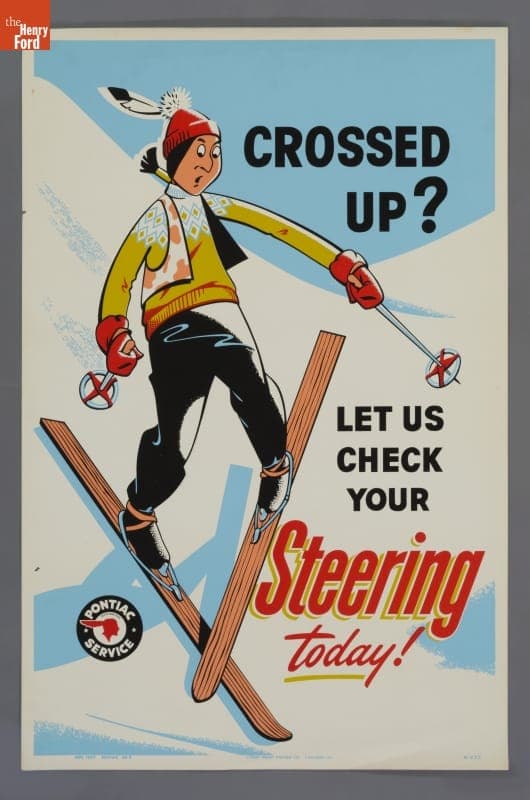 Pontiac Service Poster, "Crossed up? Let Us Check Your Steering Today!," November 1957