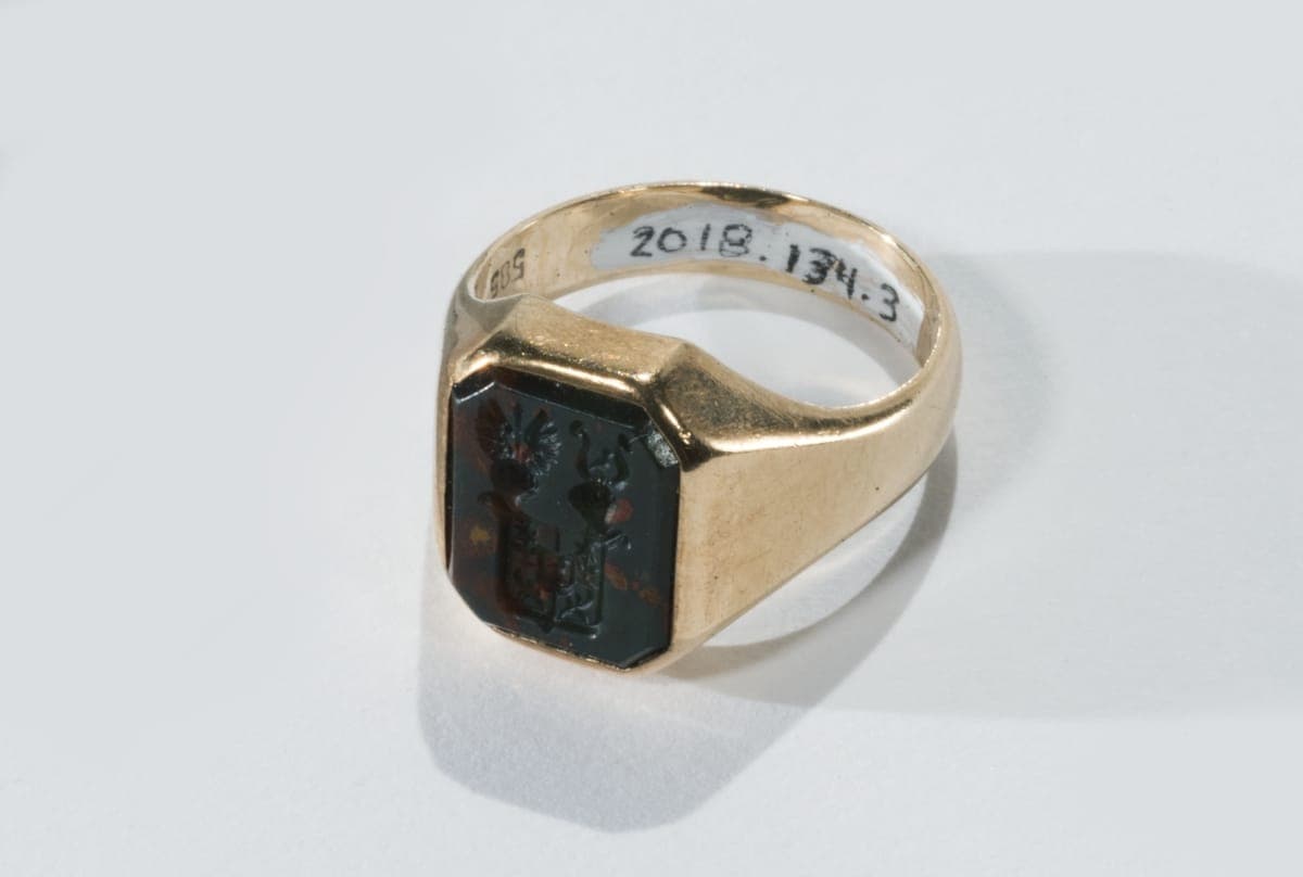 Signet Ring, Worn by Baron Ehrenfried Gunther von Huenefeld during the Transatlantic Flight of the Airplane "Bremen", circa 1928