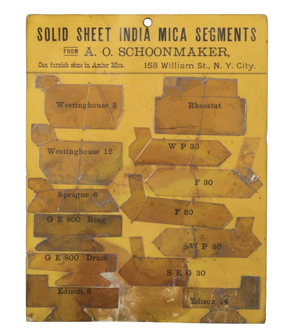 A.O. Schoonmaker Mica Segment Display Board, circa 1900