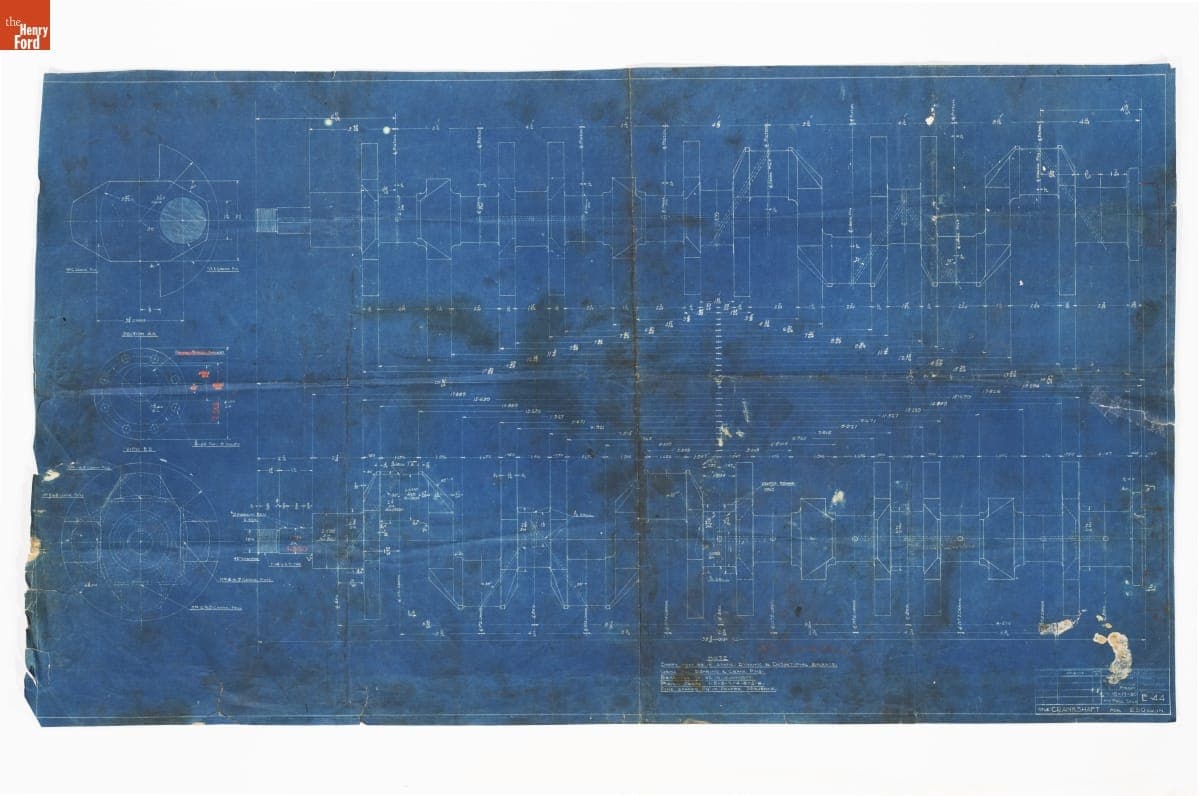 Drawing. "Crankshaft for 230 cu. in." Rellimah, Los Angeles, Caliornia, October 17, 1930