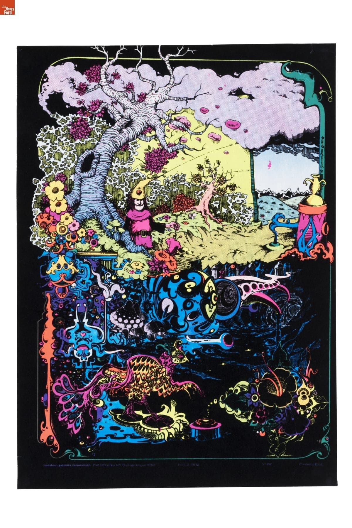 Black Light Poster Featuring a Garden Scene, 1971-1974