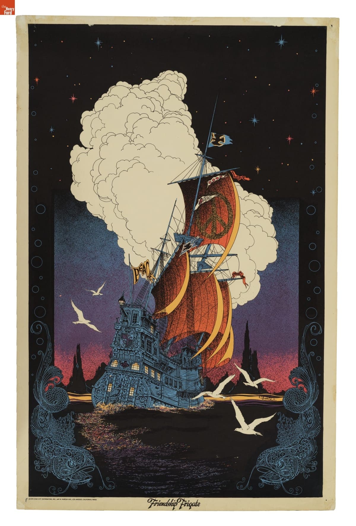 Black Light Poster Featuring a Ship, 1971-1974