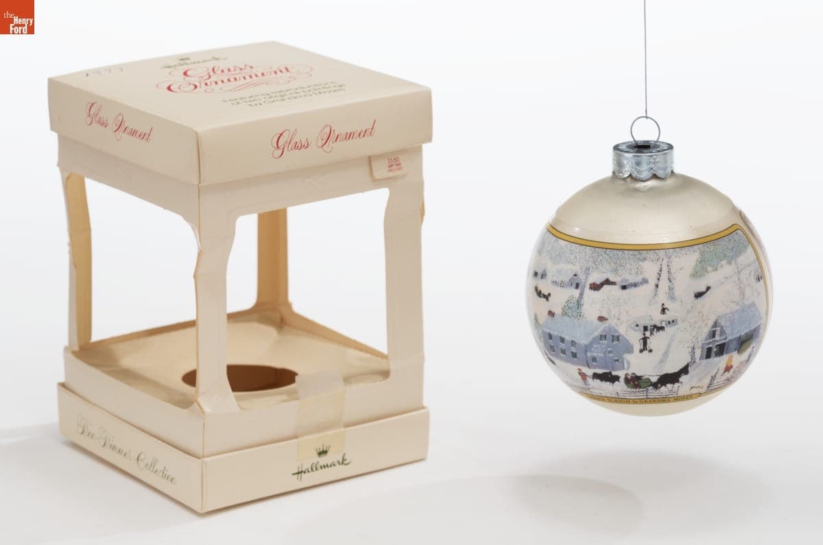 Hallmark "Grandma Moses: "Sugar Time" and "Green Sleigh"" Christmas Ornament, 1977