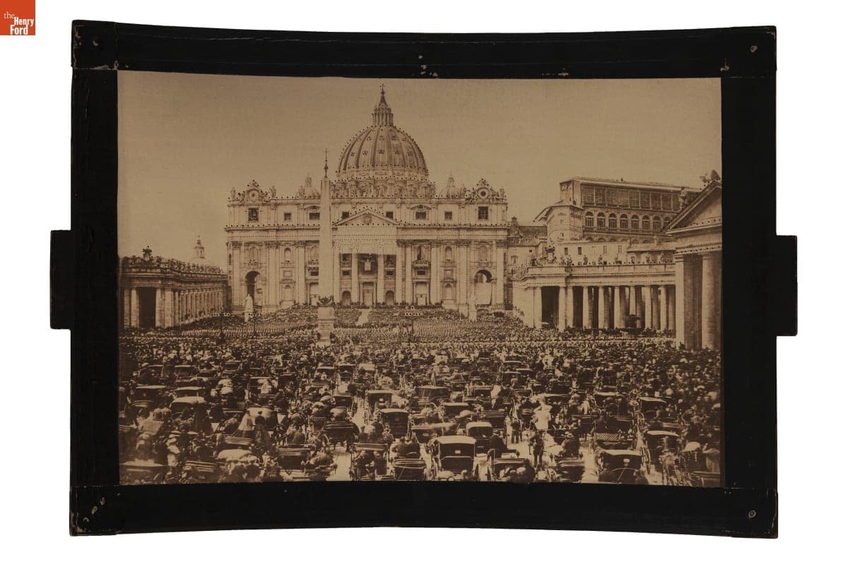 Megalethoscope Slide, "Benediction of the Pope from St. Peter's on Easter Sunday"