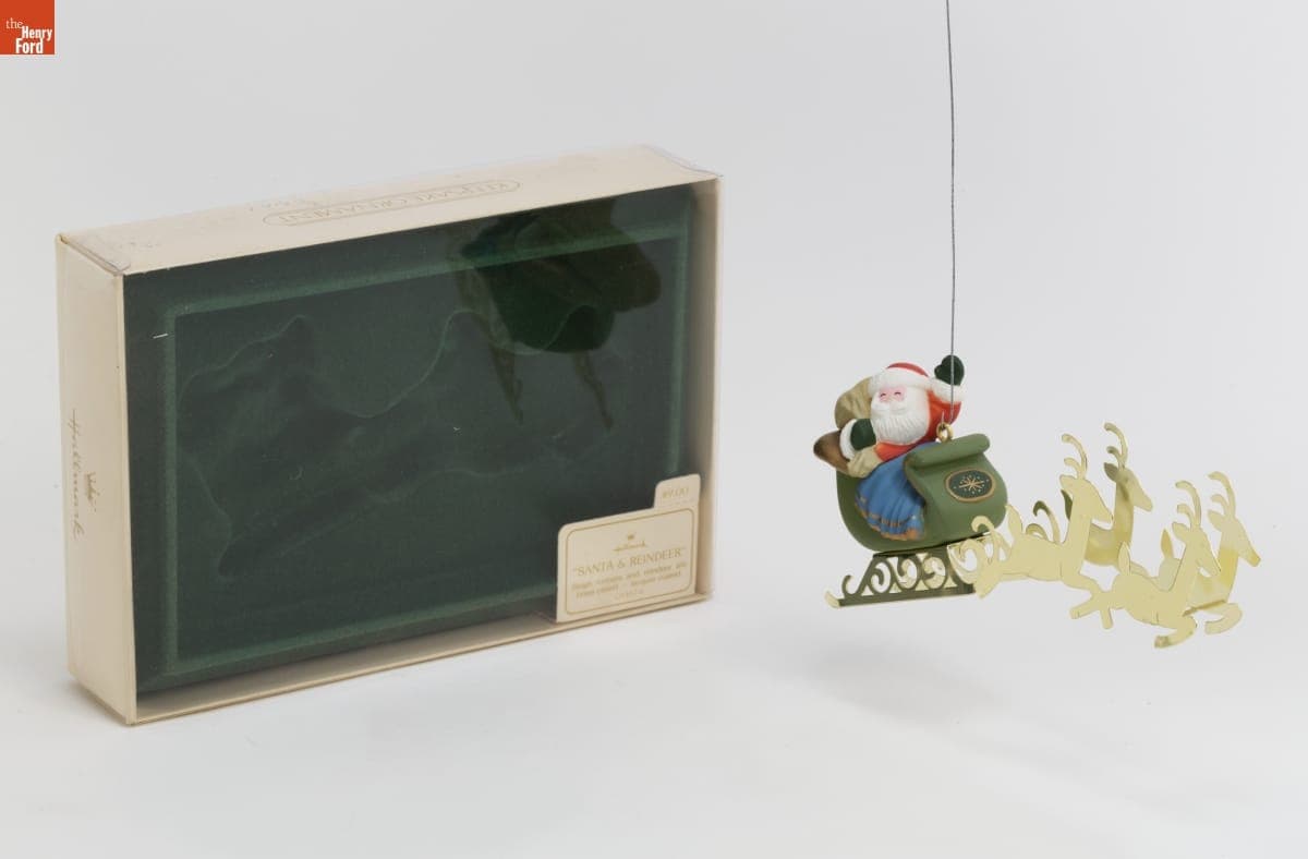 Hallmark "Santa and Reindeer" Christmas Ornament, 1982
