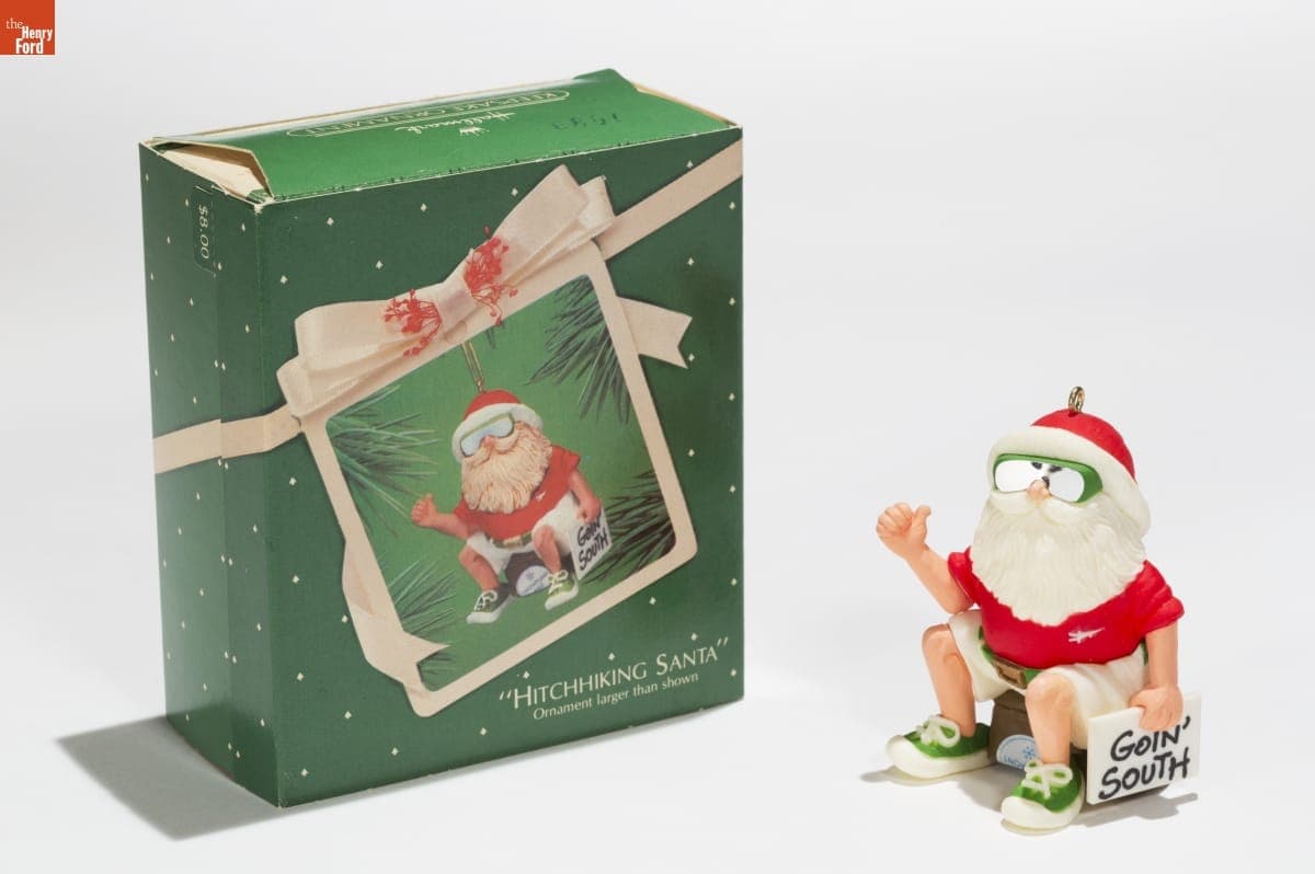 Hallmark "Hitchhiking Santa" Christmas Ornament, 1983