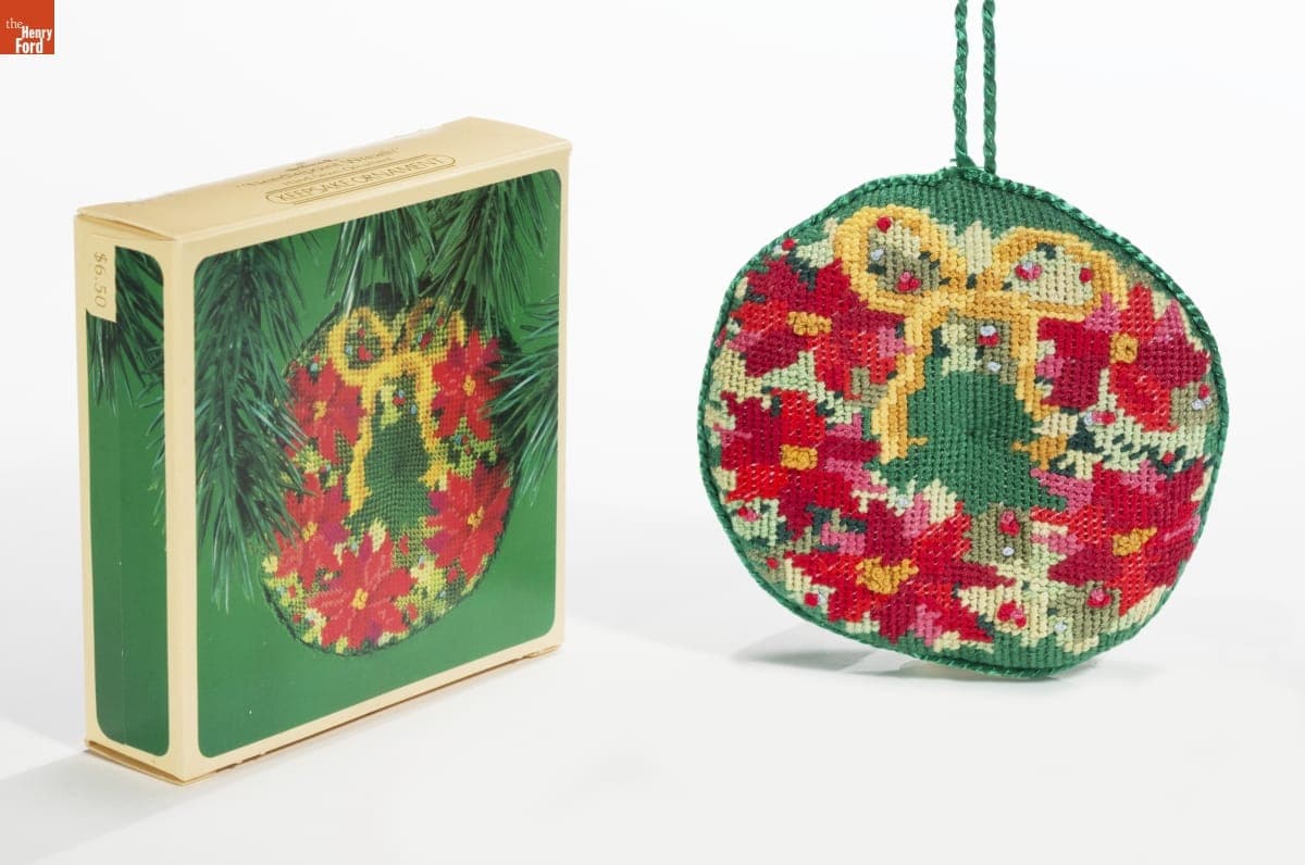 Hallmark "Needlepoint Wreath" Christmas Ornament, 1984