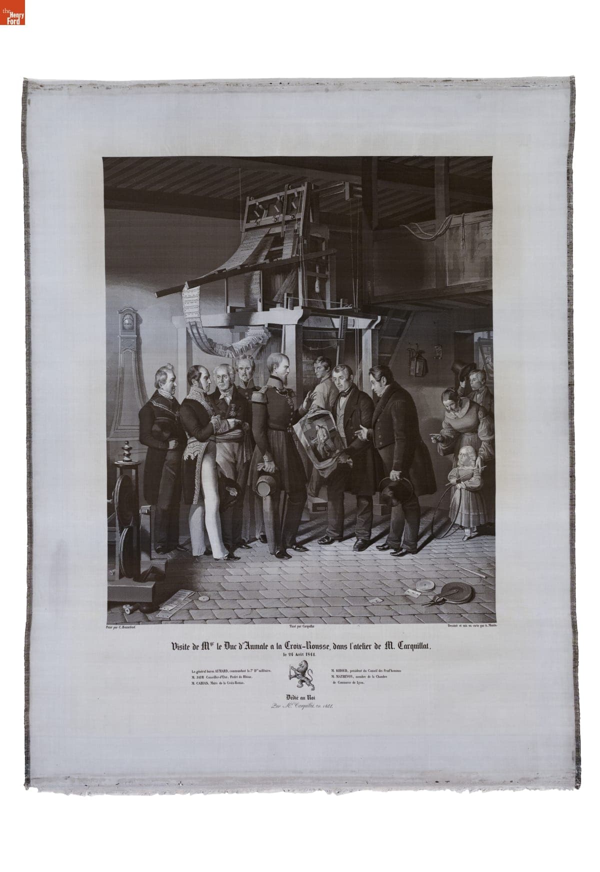 Woven Silk Depiction of a Jacquard Loom in M. Carquillat's Workshop, 1844