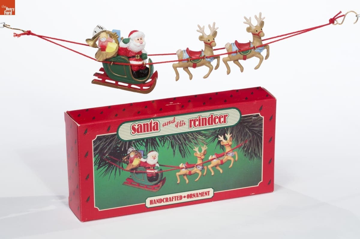 Hallmark "Santa and His Reindeer" Christmas Ornament, 1986