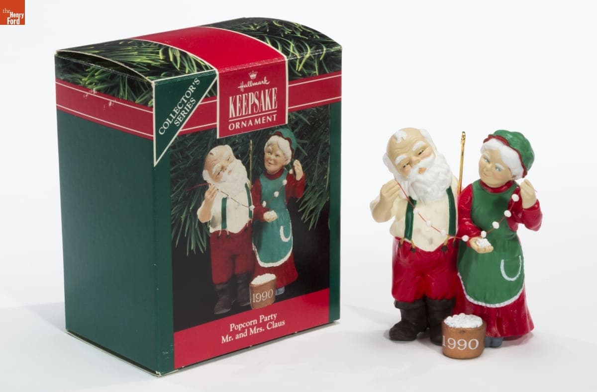 Hallmark "Mr. and Mrs. Claus Series: Popcorn Party" Christmas Ornament, 1990