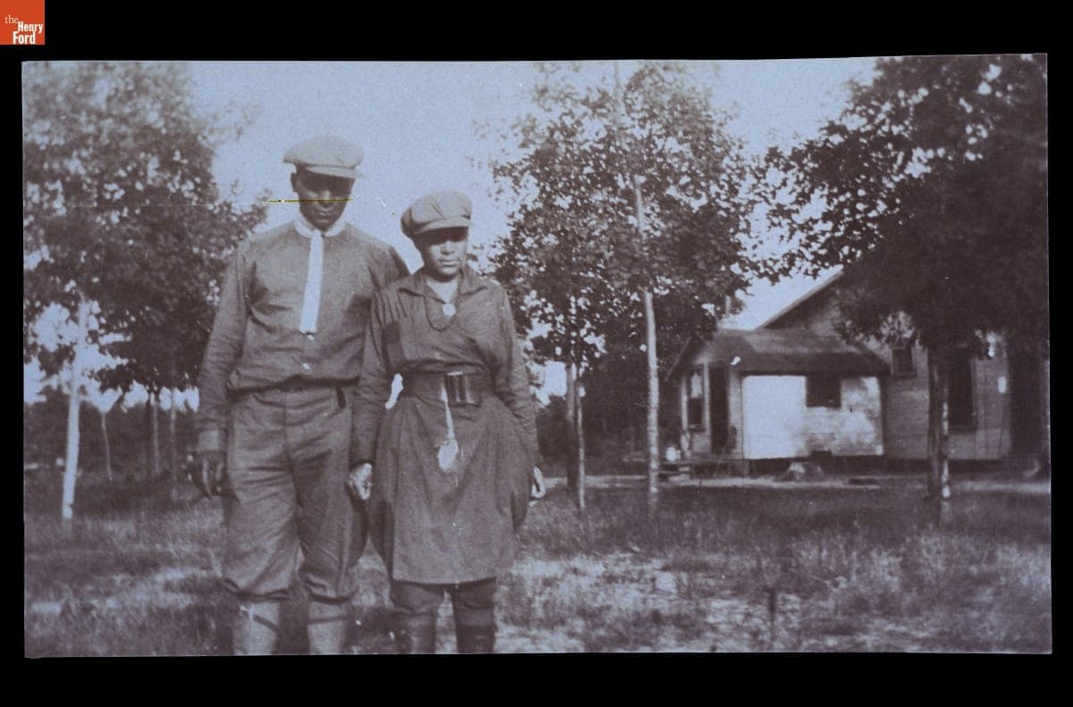 Man and Woman Wearing Motoring Clothing, Possibly for Motorcycle Riding, circa 1915
