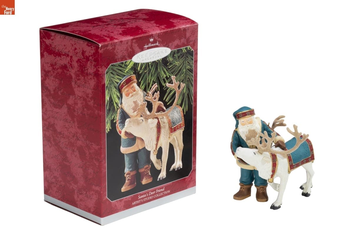 Hallmark "Artist's Studio Collection: Santa's Deer Friend" Christmas Ornament, 1998