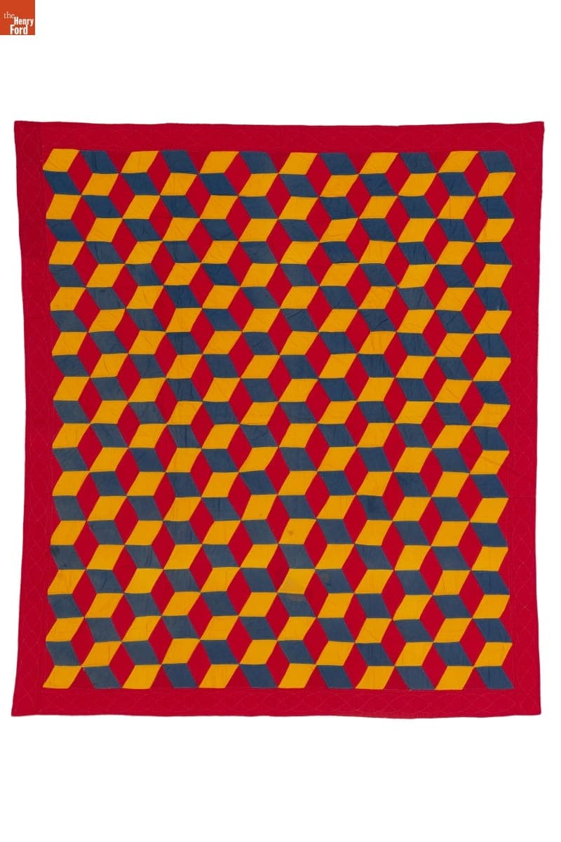 Mennonite "Tumbling Blocks" Child's Quilt, circa 1880