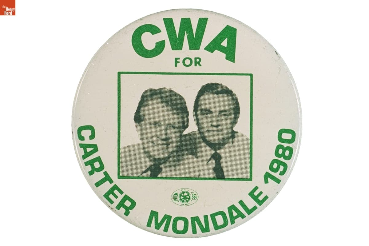 CWA for Carter Mondale Button, 1980