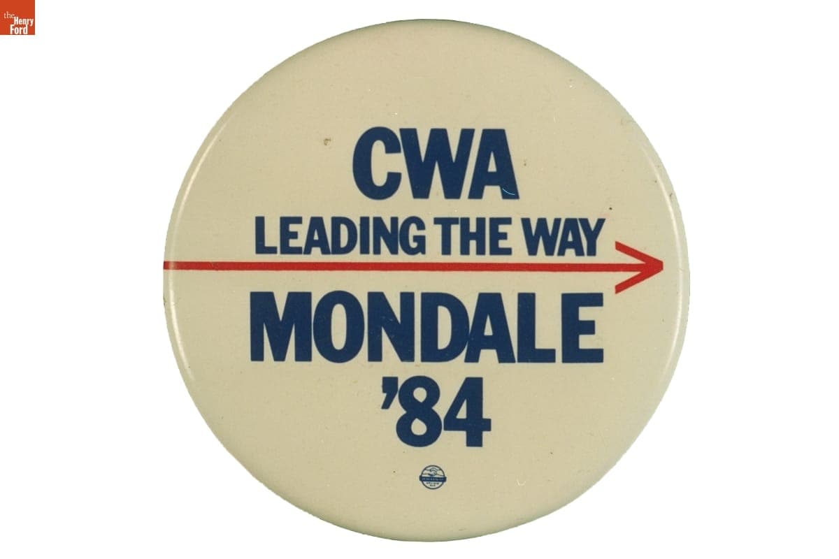CWA Leading the Way Mondale '84 Button, 1984