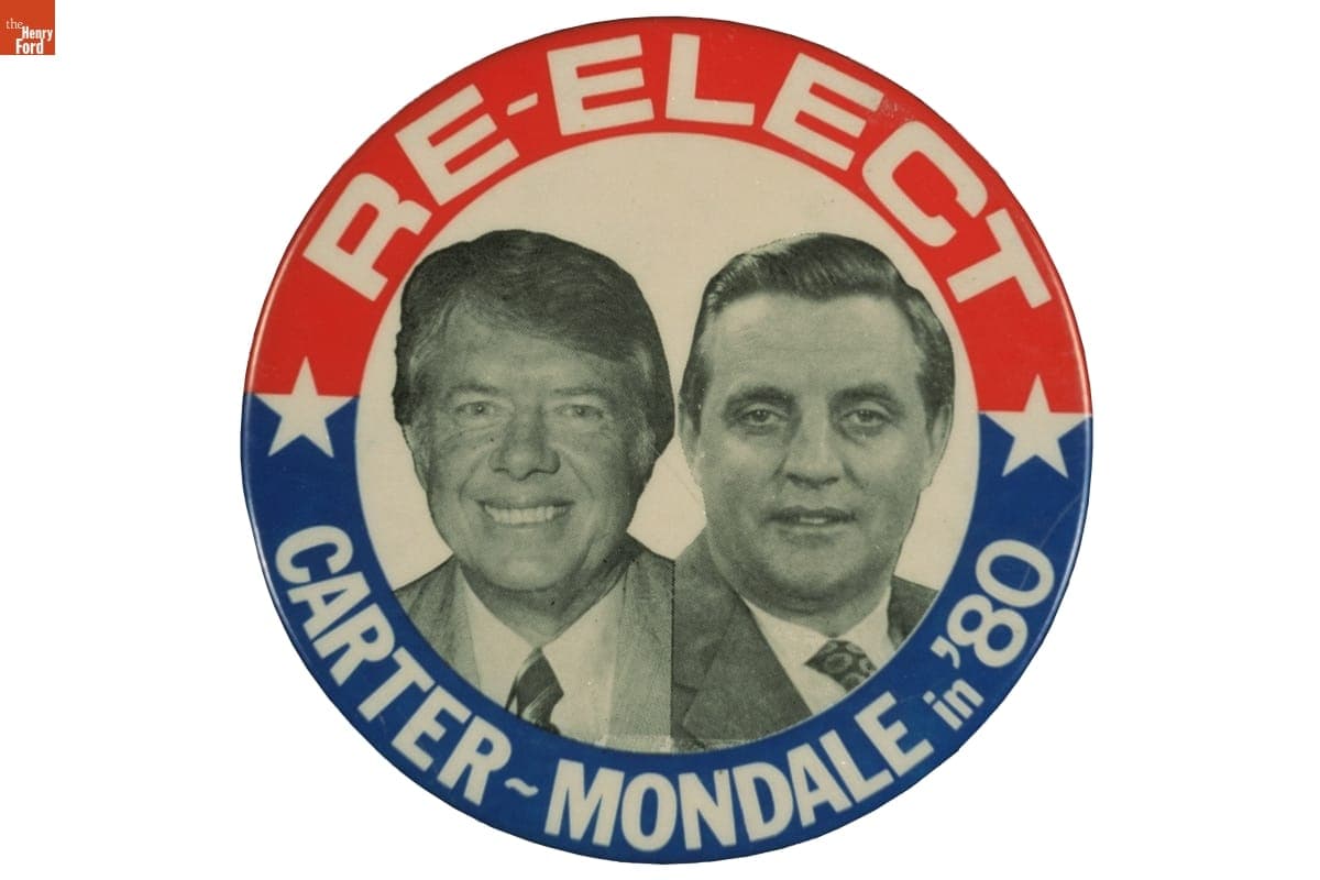 Re-Elect Carter-Mondale in '80 Button, 1980
