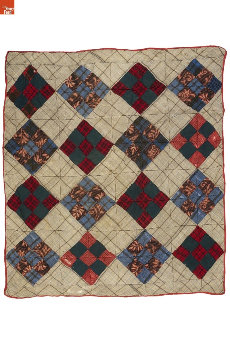 Nine-Patch on Point Crib Quilt, circa 1880