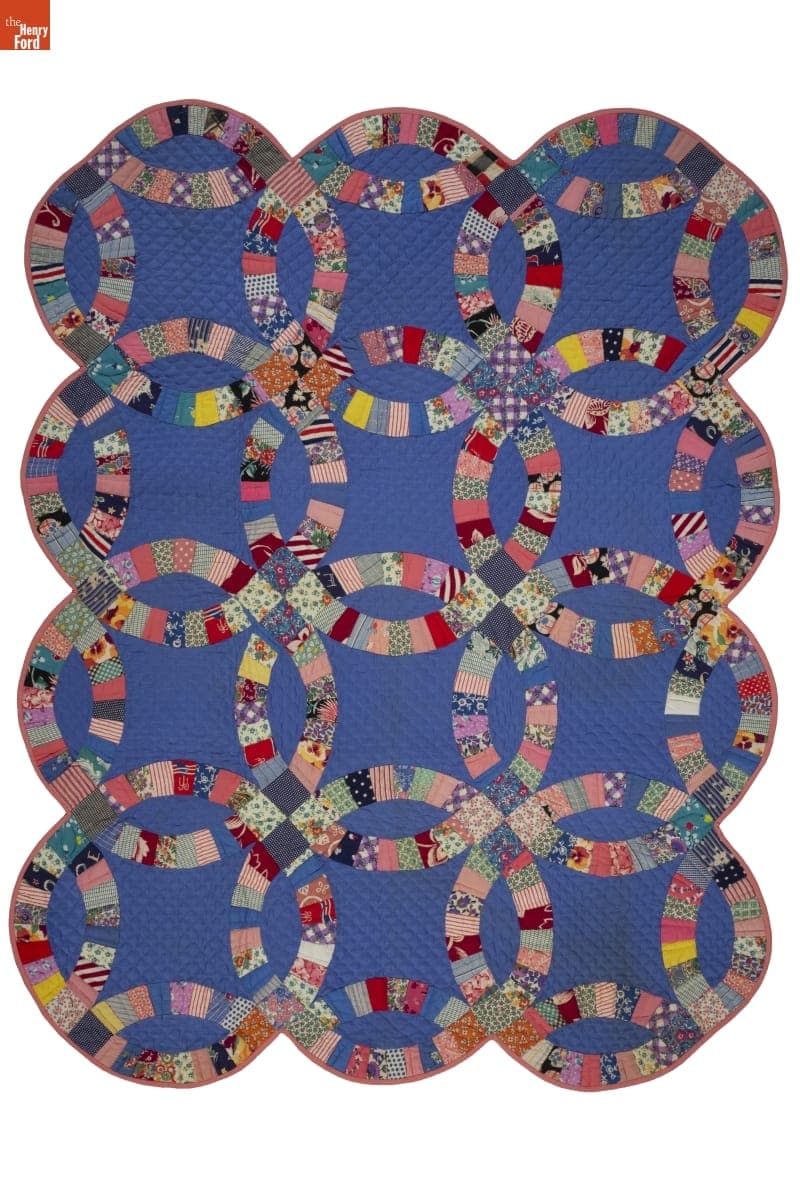 Double Wedding Ring Crib Quilt, circa 1930