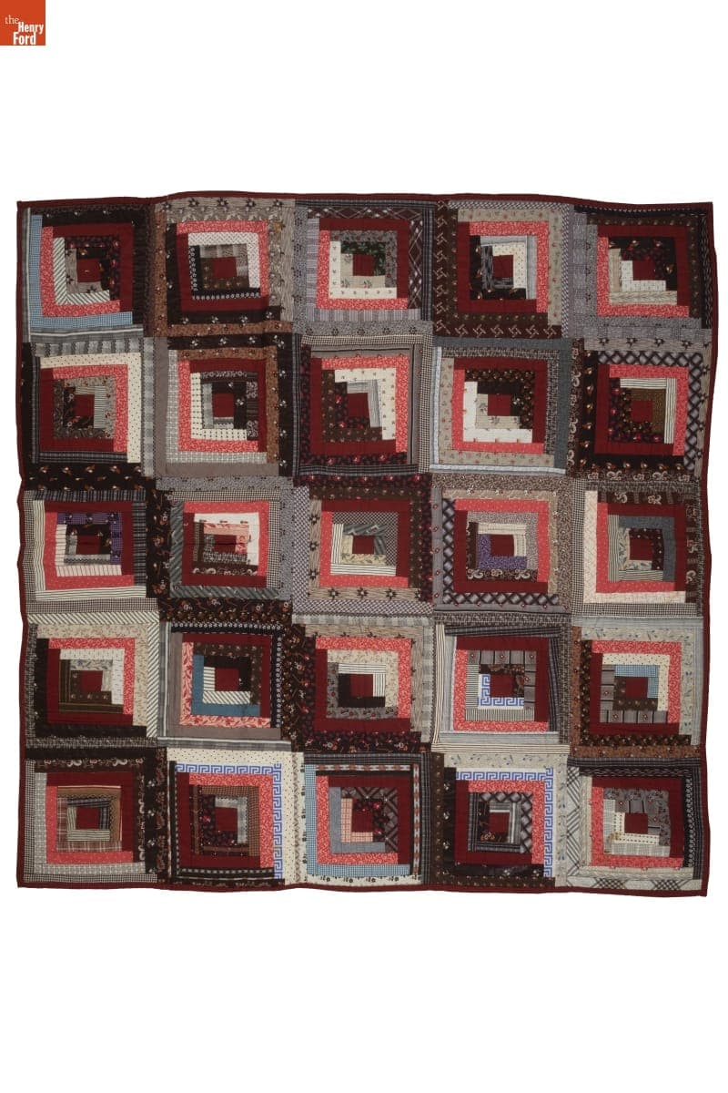 Straight Furrow Log Cabin Crib Quilt, 1880-1890